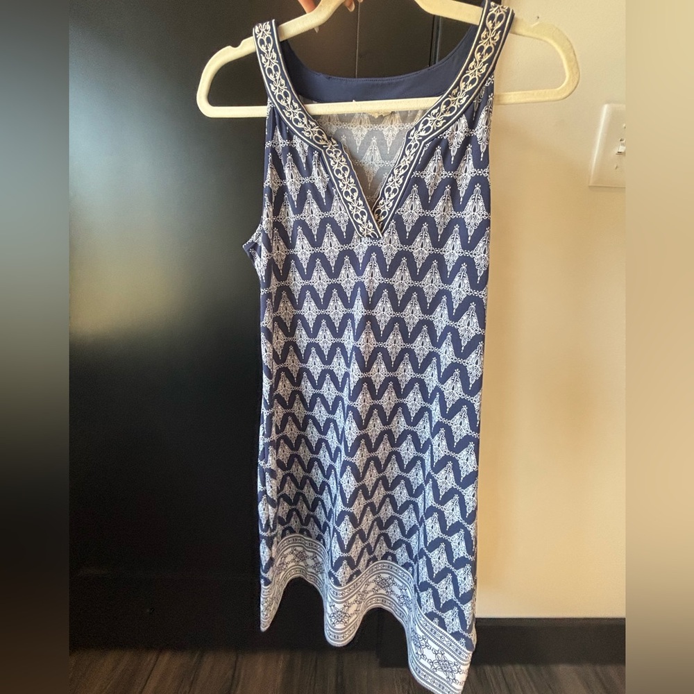 Magnolia Grace Navy and White Patterned Dress